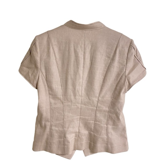 White House Black Market beige double breasted short sleeve button blazer 12 - Picture 9 of 15